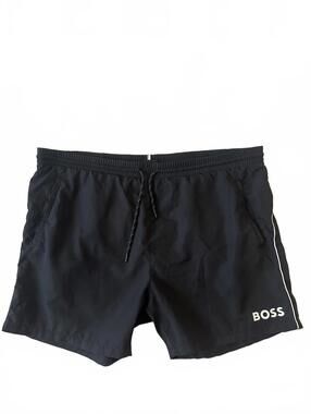 BOSS Men's Black Starfish Swim Shorts With Pockets and Drawstrings - Size XL